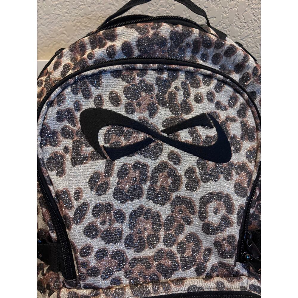 Nfinity Cheetah Print Backpack - "Peak Athletics" Blue Glitter Customization - Picture 2 of 9
